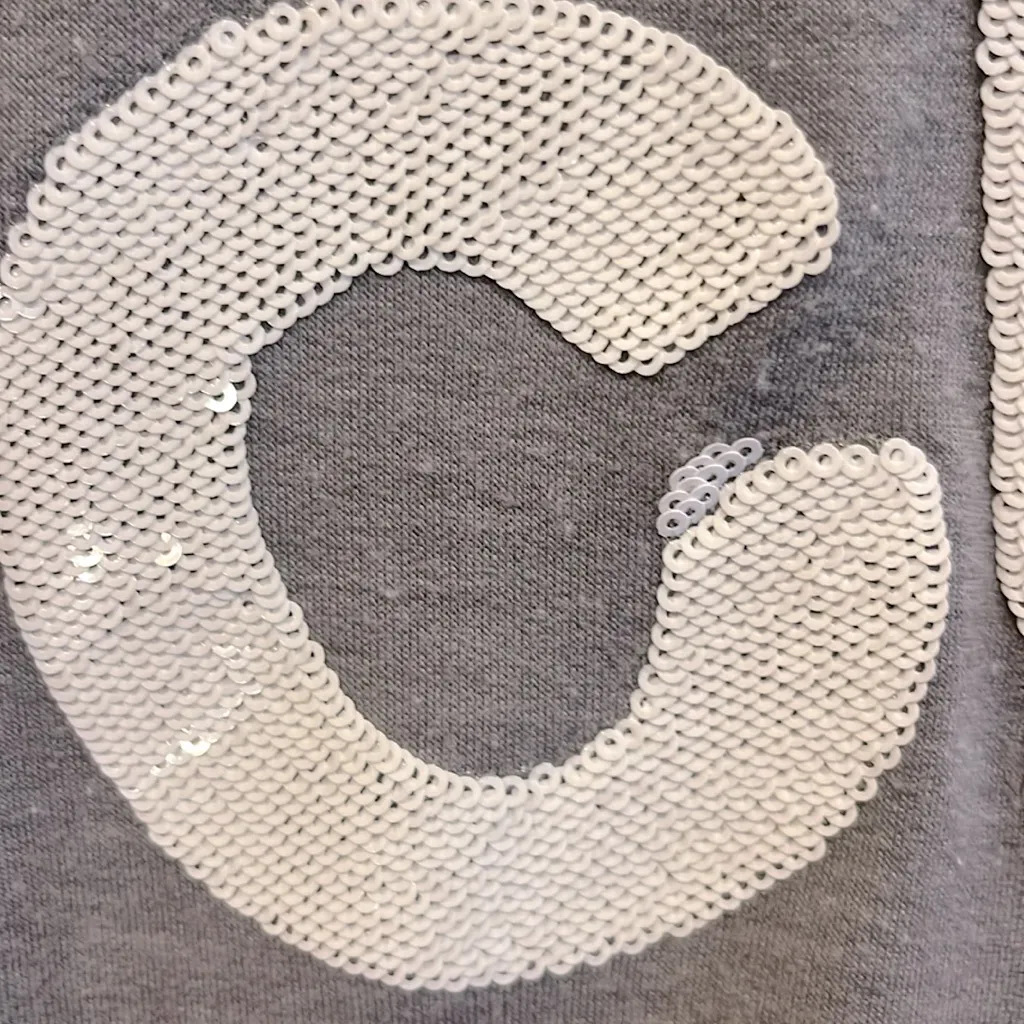 Oversized Gray White Sequin Sweatshirt - Image 6