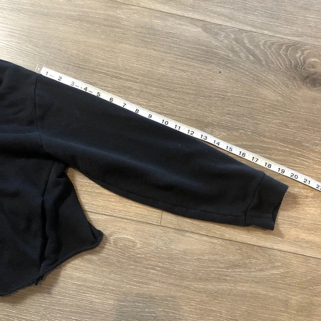 Fabletics Hallie Terry Cloth Black Lightweight Crop Hoodie Size Small With Hood - Image 7