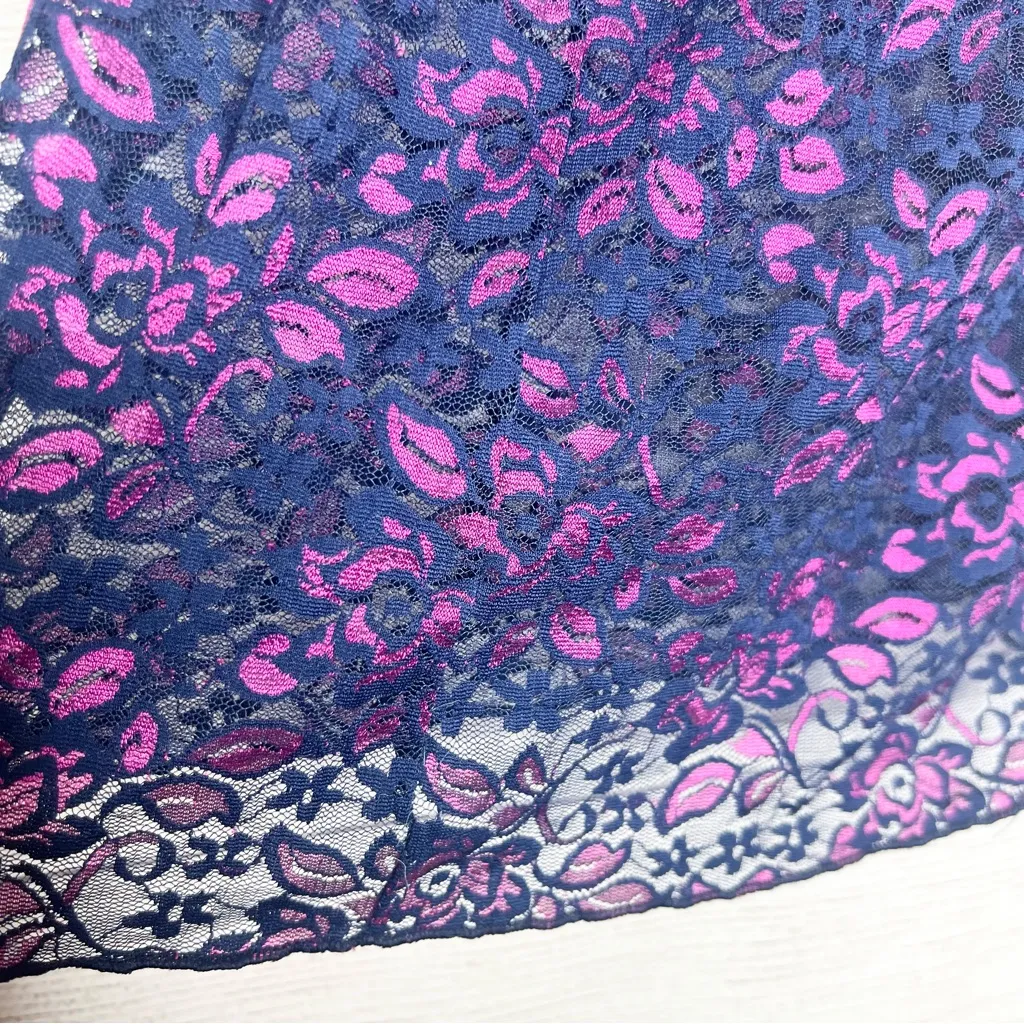 Lilac + London Blue & Purple Sheer Floral Lace Babydoll Chemise Size Medium - Image 7