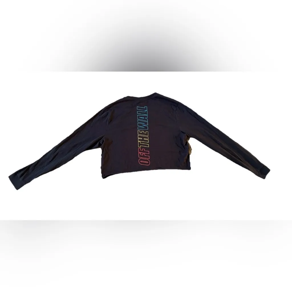Vans Off The Wall Long Sleeve Cropped Shirt Size XL Cotton Black - Image 8