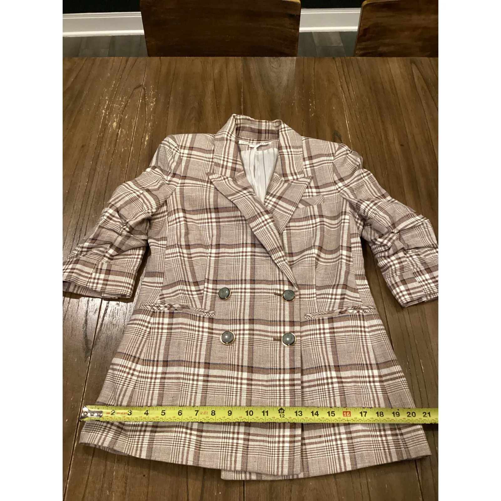 Veronica Beard Viva khaki multi plaid Dickey blazer Jacket double breasted 6 - Image 13
