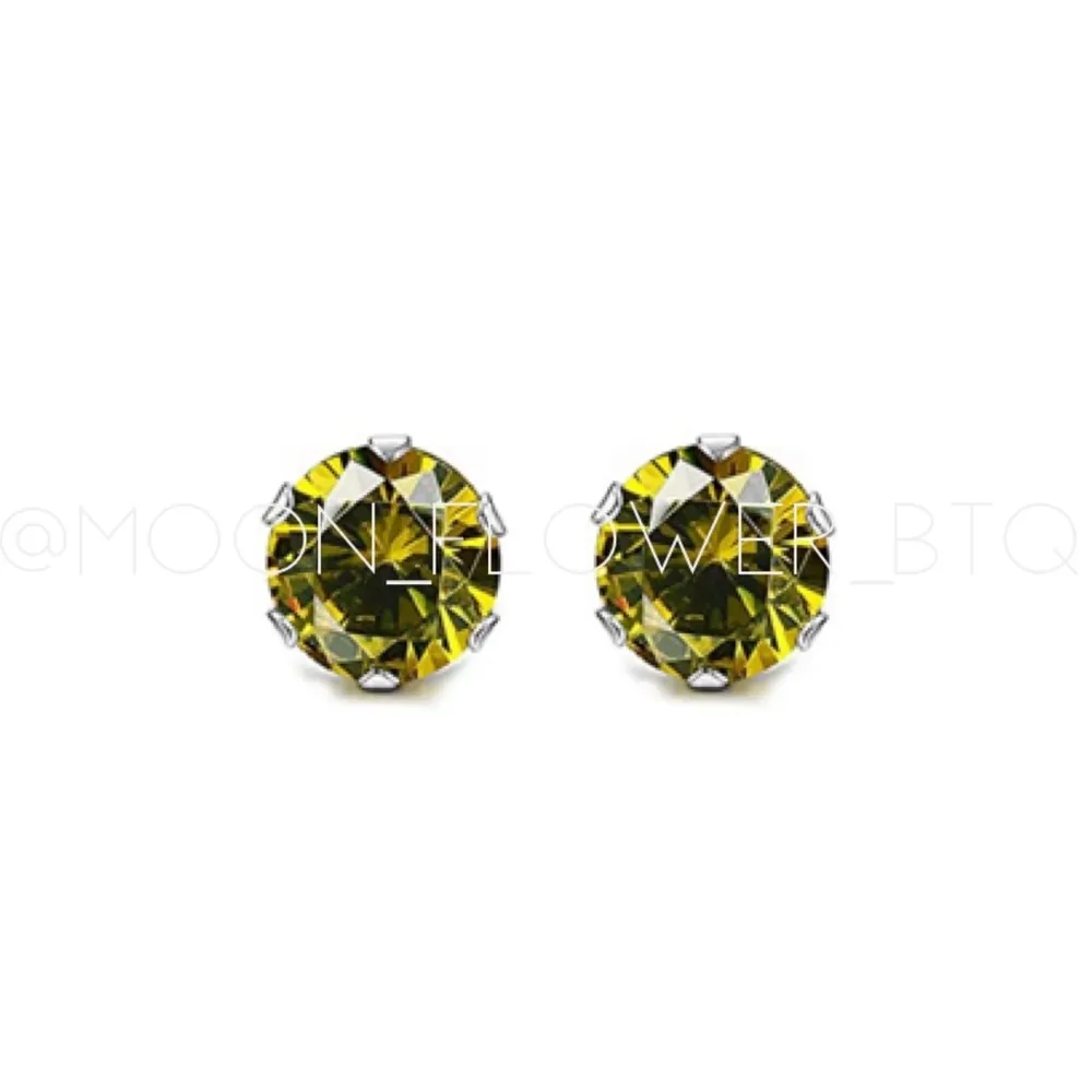 Olive Green CZ Butterfly Back Earrings - Image 6