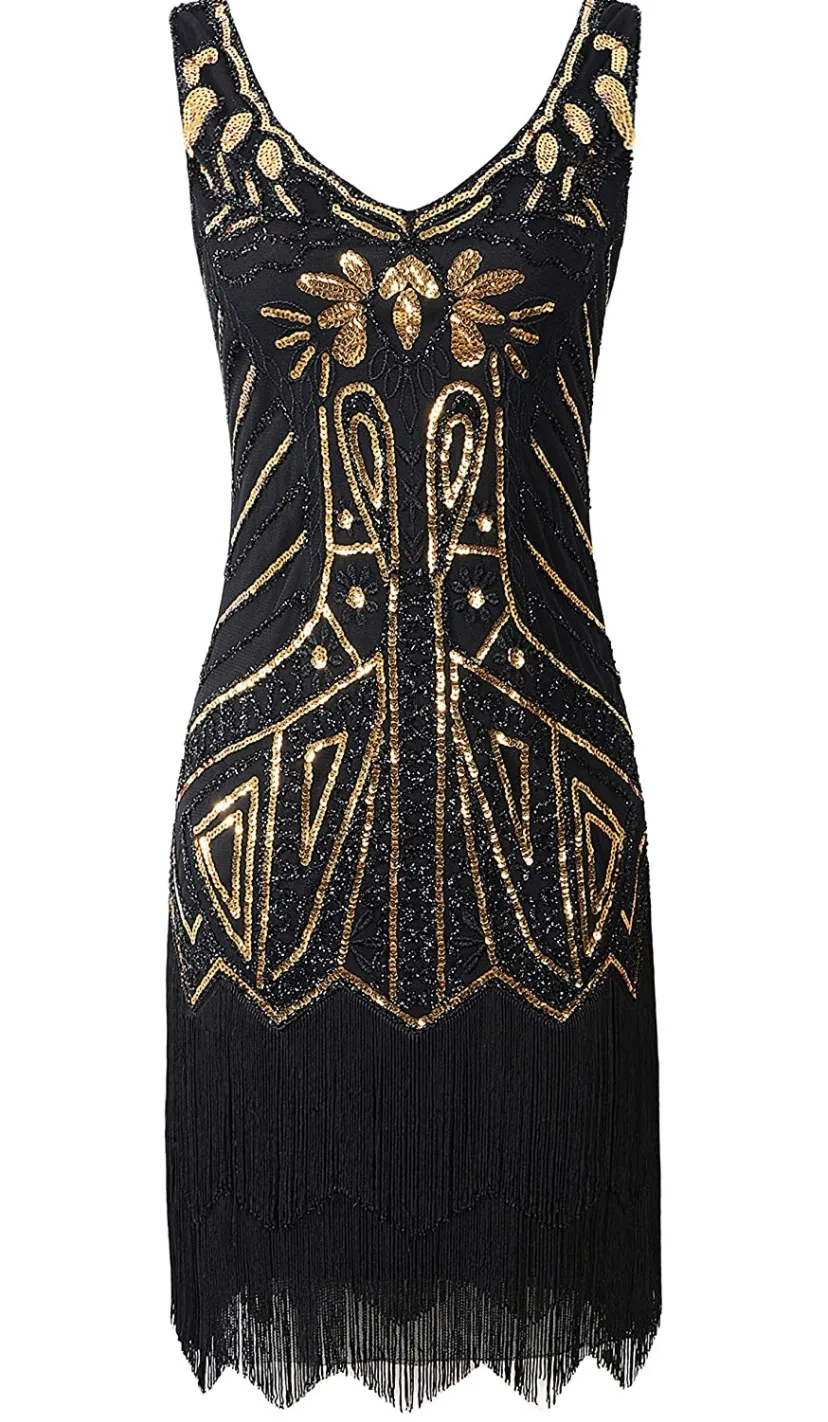 Roaring 20s Flapper Dress Black Size XS - Image 3