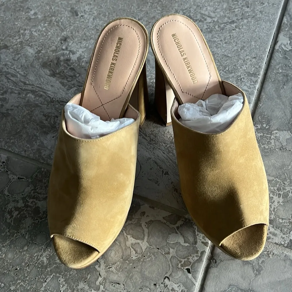 Nicholas Kirkwood Annabel High Heel Sandals, Hazel Suede Size 38.5 New +DustBag Orange - Image 6