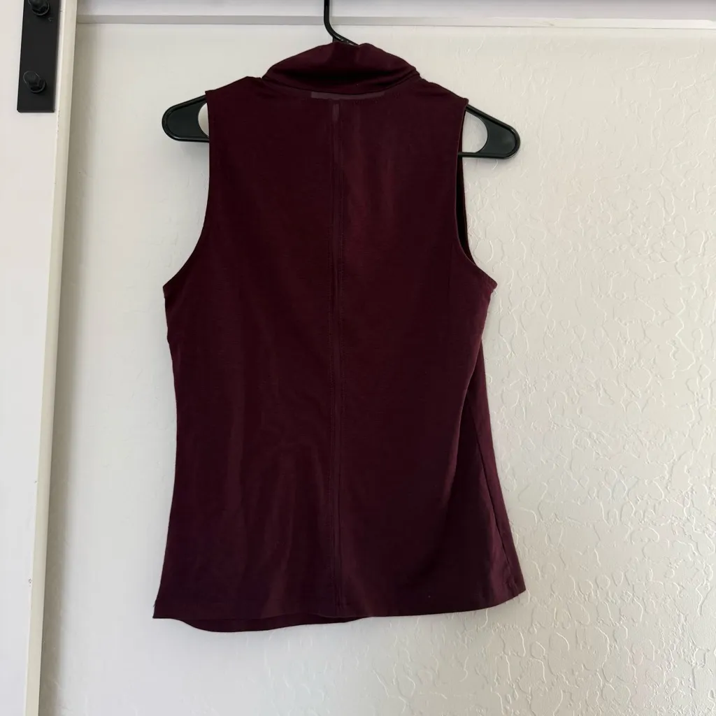Athleta Industry Tank Top Sleeveless Turtleneck Burgundy Merino Blend Purple - Image 3