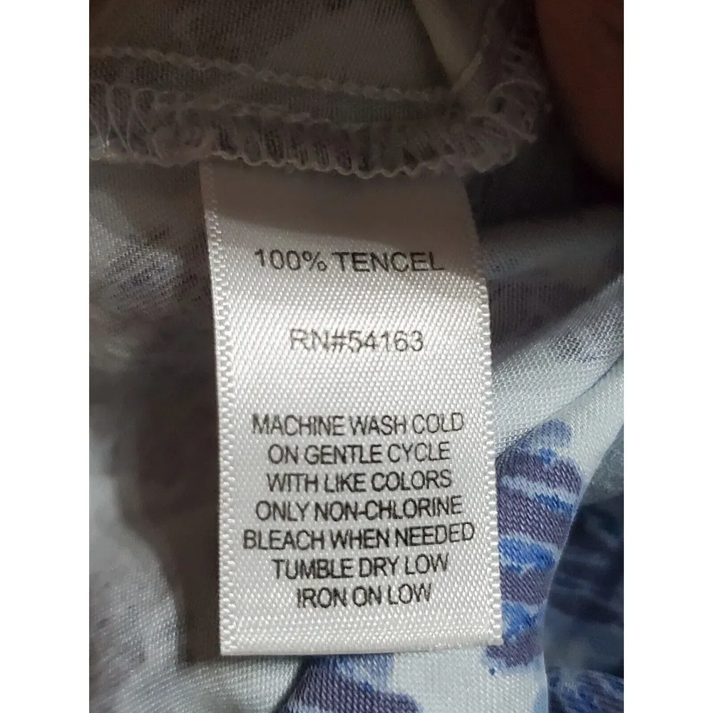 Andrew Marc Womens Blue 100% Tencel Crew Neck Short Sleeve Top Blouse Size Large - Image 8