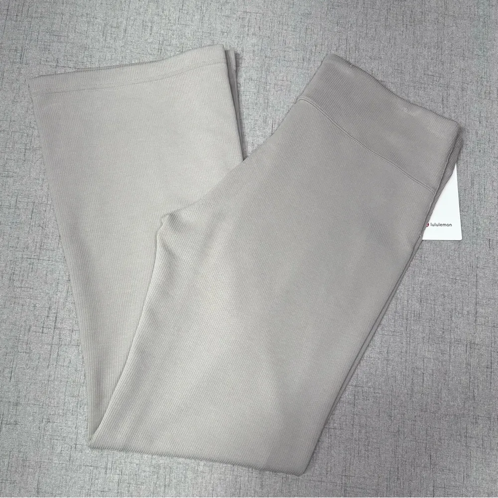 Lululemon Brushed Softstreme Ribbed Zip Flared Athletic Pants Riverstone 14 NWT - Image 7
