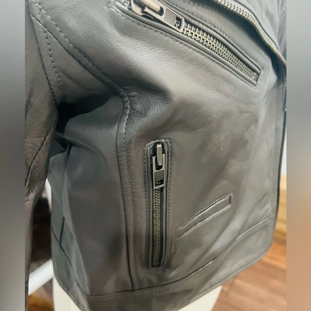 BLANK NYC Charcoal Grey Lambskin Leather Jacket - Image 5