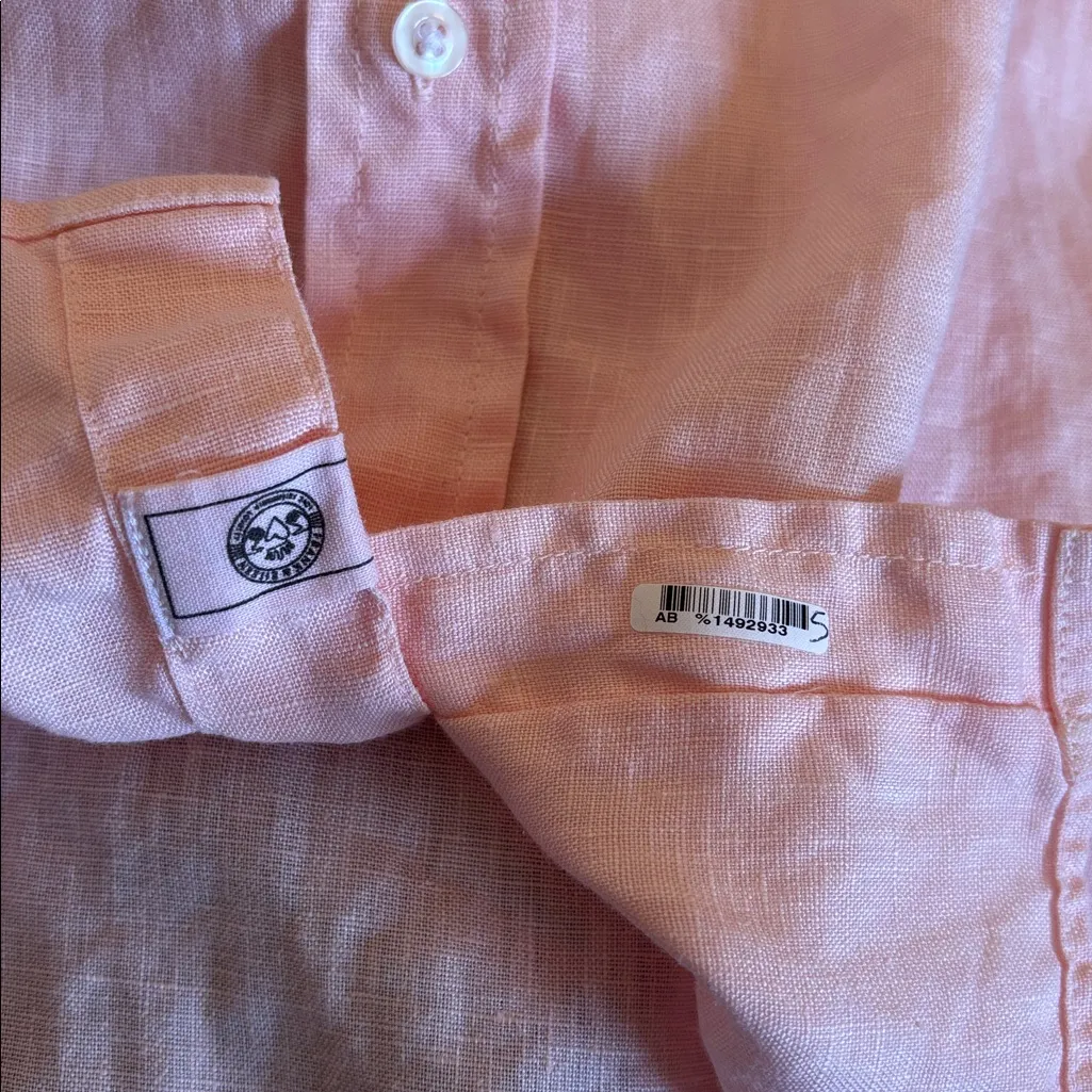 Frank & Eileen Mackenzie Peach Oversize Button Up Shirt Washed Linen One Size OS - Image 10