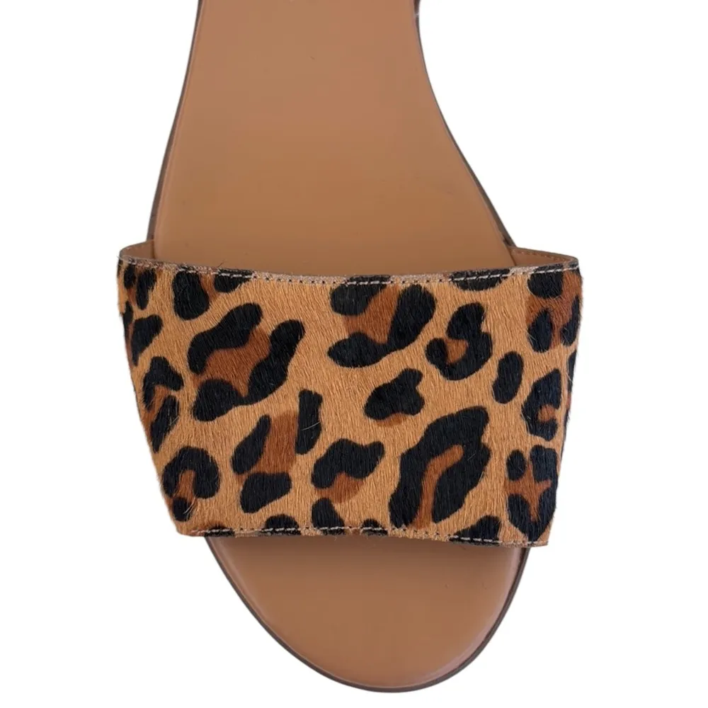 Like New J. Crew Leather and Calf Hair Sandals Animal Print Size 9 Tan - Image 3