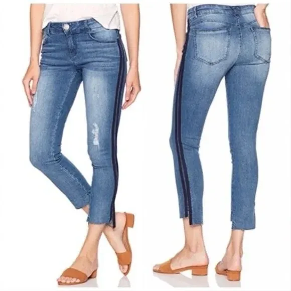 Democracy Flex-ellent Ankle Jeans Side Stripe Distressed Denim Women's Size 4 - Image 2