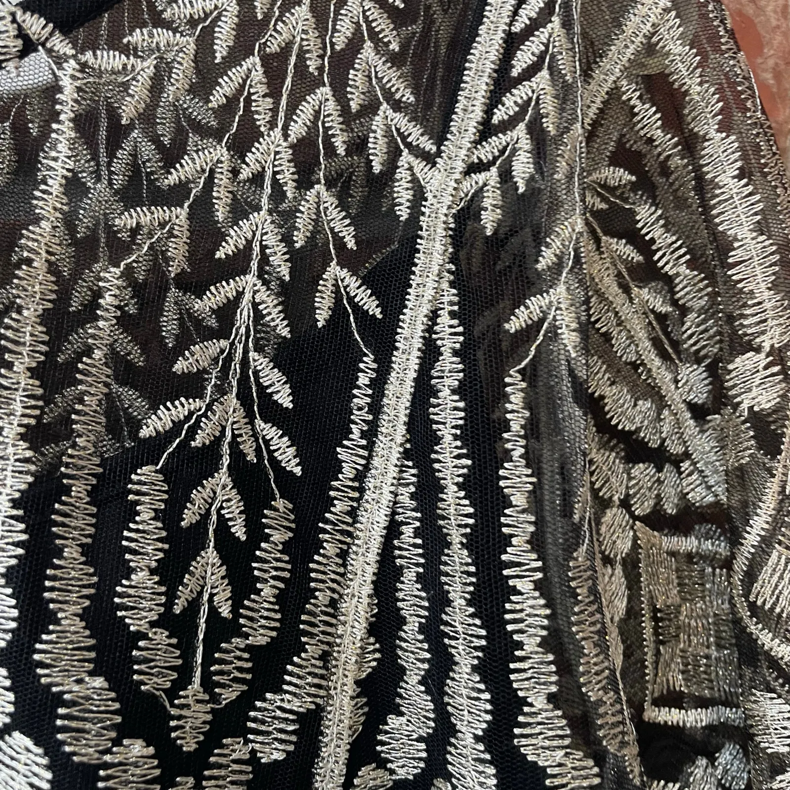 Ultra Pink Black Gold Embroidered Top Size 1X Sheer Embroidered Maximalist - Image 2