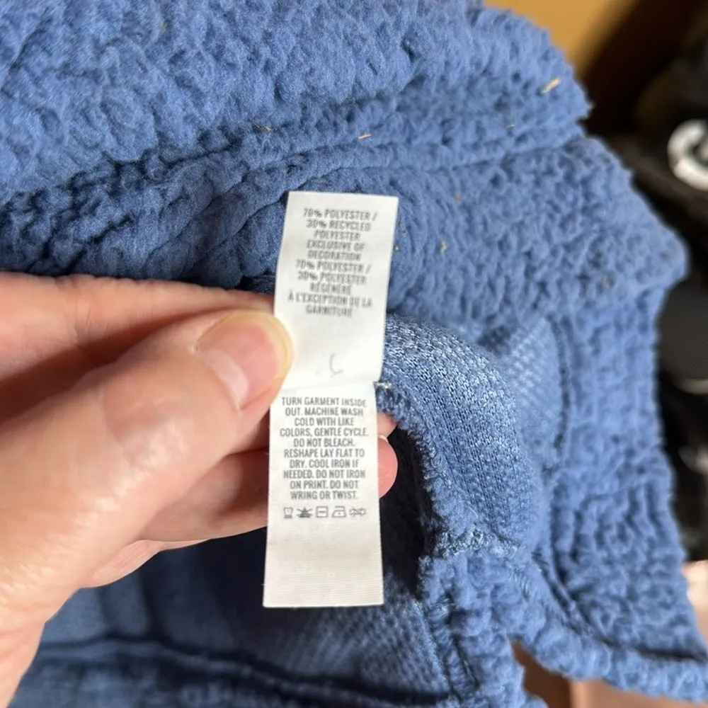 NWT Aerie Dream Sherpa Quarter Zip Sweatshirt Marbled Blue Size XL - Image 11