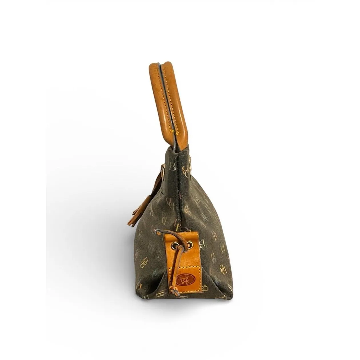 VTG Y2K Dooney & Bourke Black Rainbow DB Monogram Satchel Top Handle Bag USA - Image 3