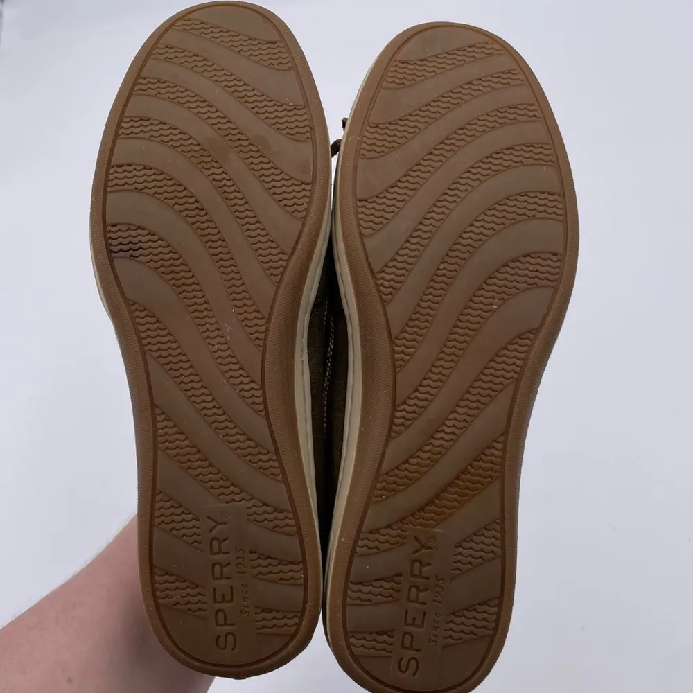 Sperry Top-Sider Barrelfish Boat Shoes Dark Olive Green Leather Women's Size 5 - Image 9