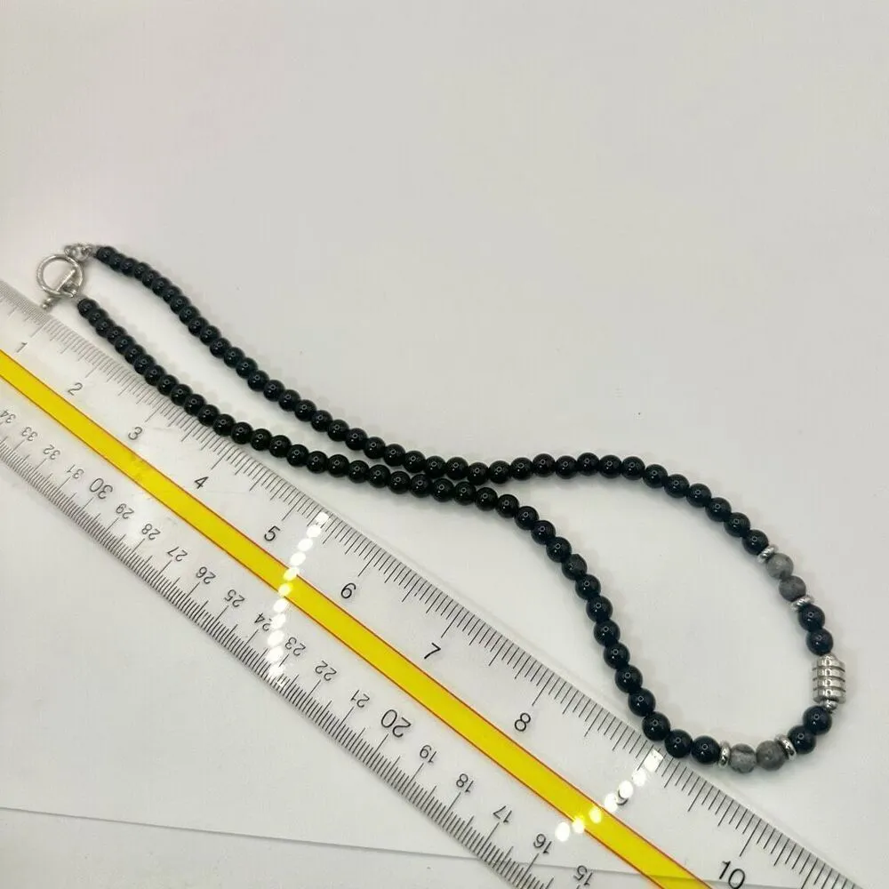 Picasso Jasper and obsidian beaded necklace Black - Image 6