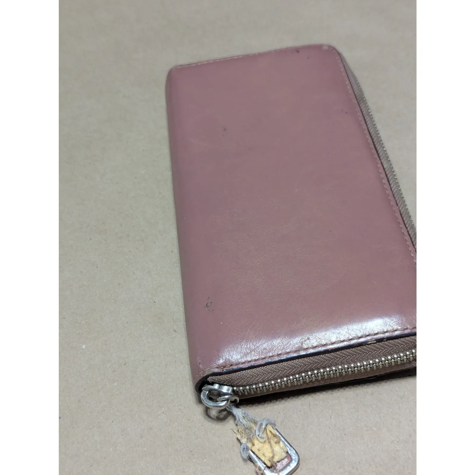 Coach Madison Accordion Zip Wallet Leather Rose Gold Pink Y2K Purse Wristlet - Image 6