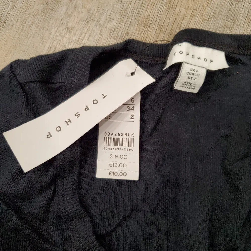 NWT Topshop Black Ribbed Tie Top Size 2 - Image 4