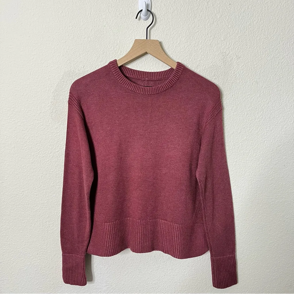Lululemon Cashlu Boxy Crewneck Sweater Heathered Mulled Wine Womens Size 8 - Image 2