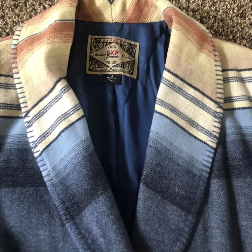Vintage Womens Express Southwestern Blanket Blazer Jacket Sz S Ranch Yellowstone - Image 3
