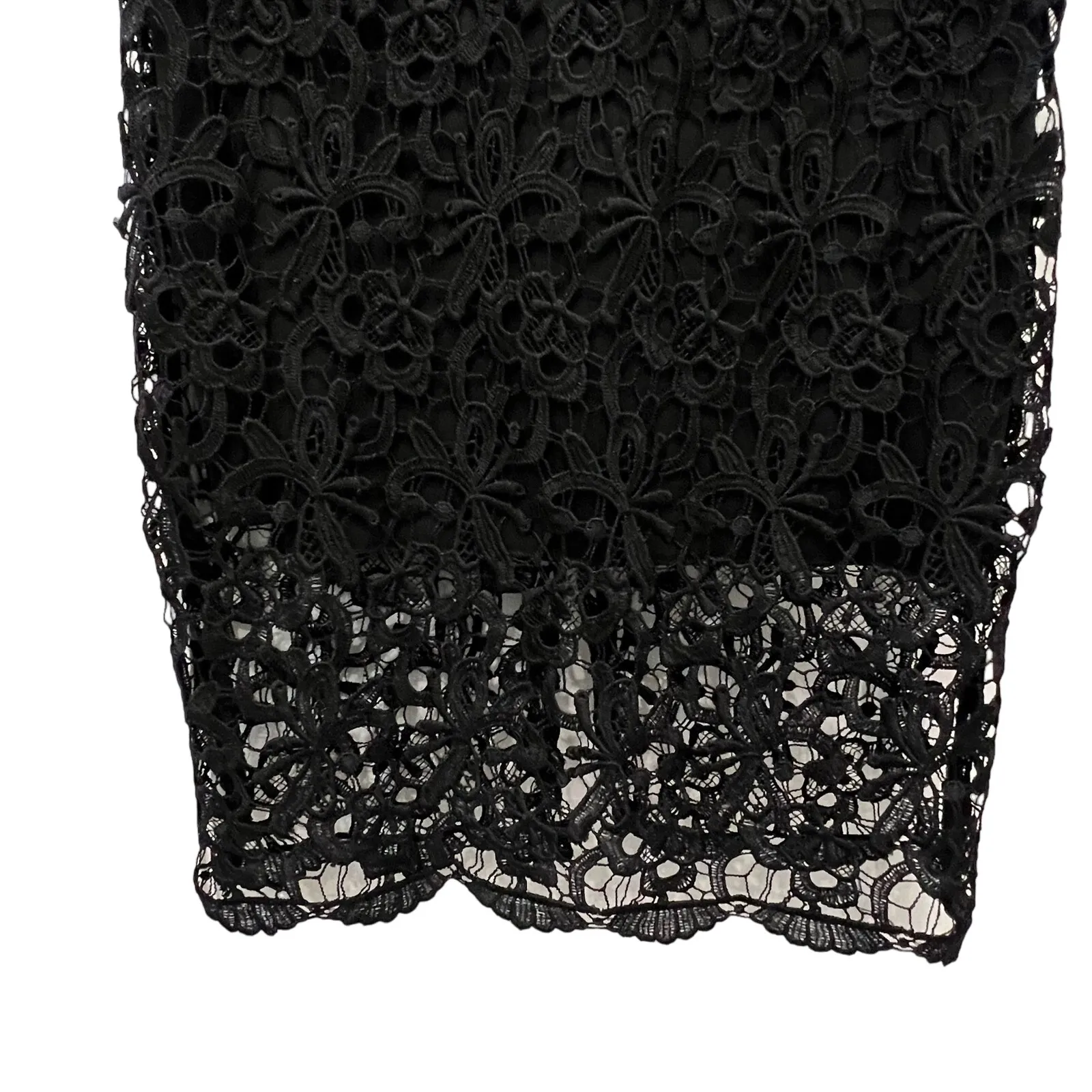 Bisou Bisou Black Lace Overlay Sheath Dress Sleeveless Midi Size 10 - Image 8