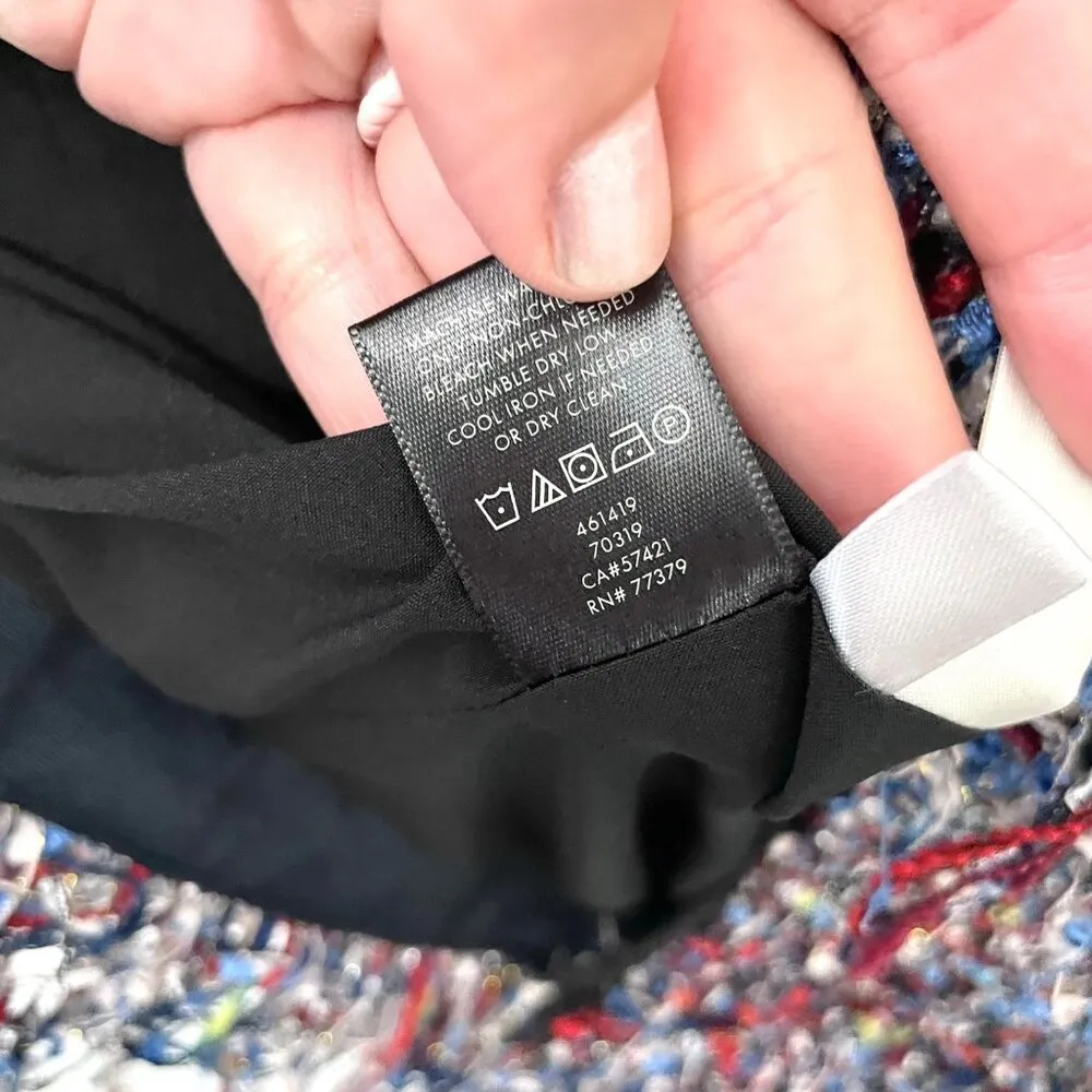 Ann Taylor Fiesta Tweed Fringe Jacket Red Blue Multi Color M Tall - Image 5