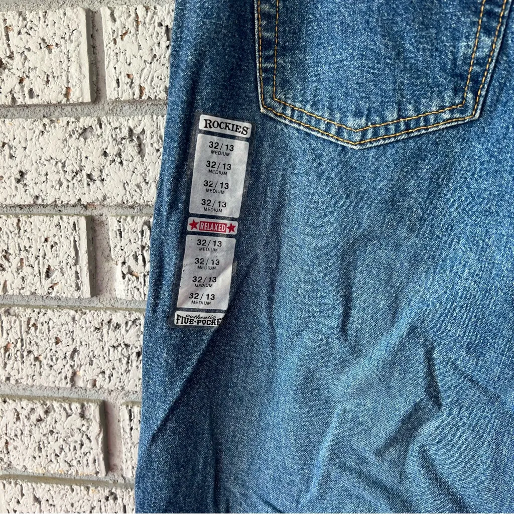 NWT VTG Rockies Jeans High Waist Relaxed Cowboy Western Tapered Size 32 / 13 Blue - Image 9