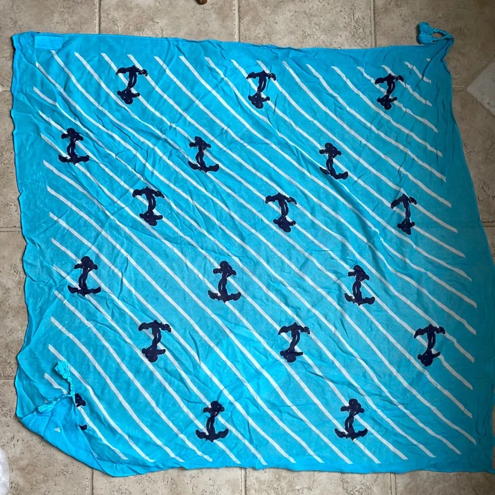 NWOT Sperry nautical stripe anchors soft square scarf - Image 2