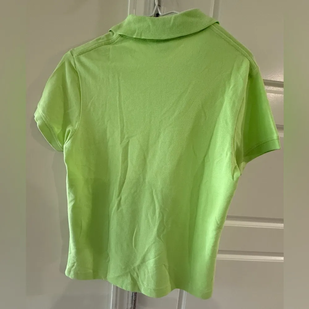 Lilly Pulitzer Women's Lime Green Fitted Polo Shirt Preppy Country Club Classic - Image 4