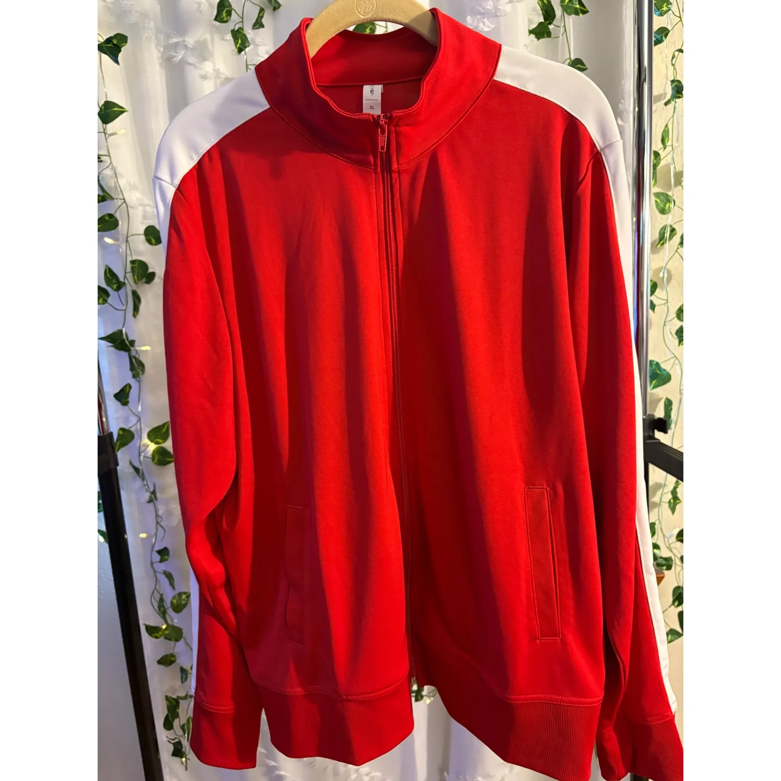 IDEOLOGY | Red & White Track Jacket‎ Full Zip Athleisure Activewear NWOT XL - Image 3
