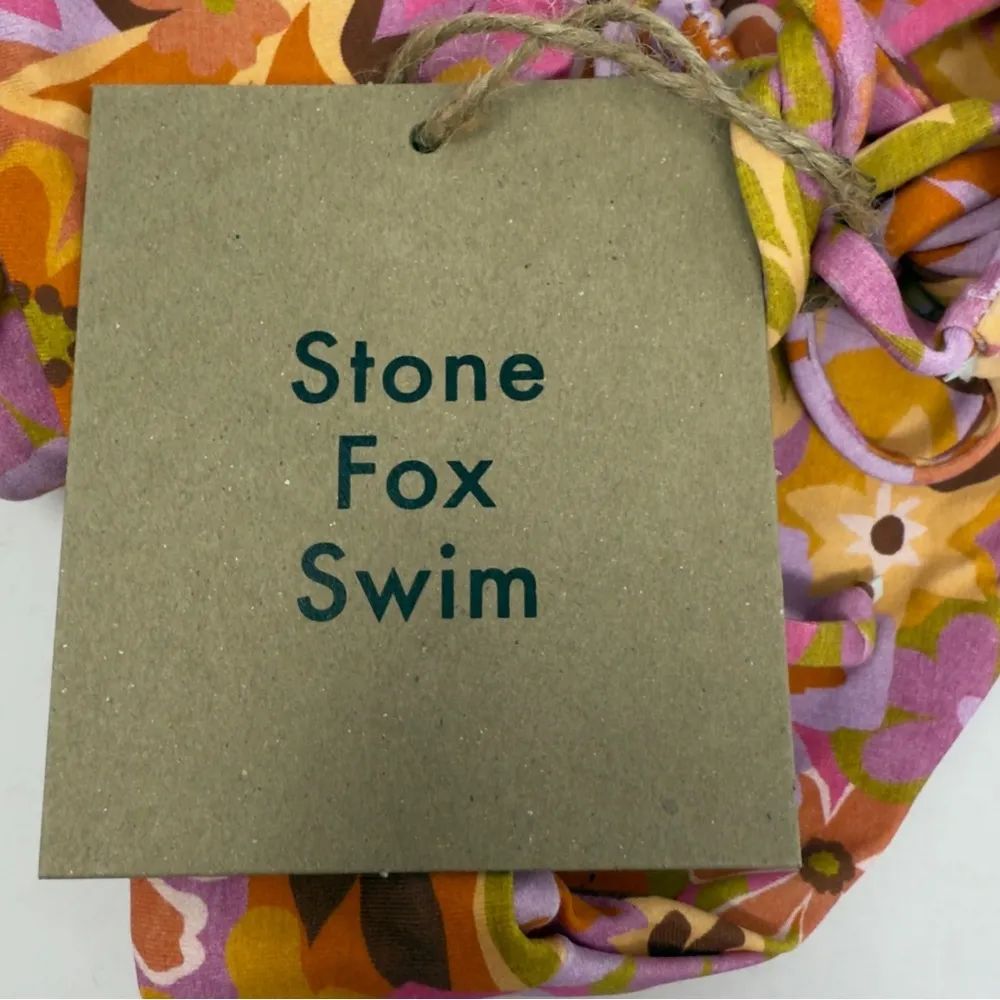 Stone Fox Swim River Bikini Bottom In Retro Pop Adjustable Side Tie Thong Size M - Image 11