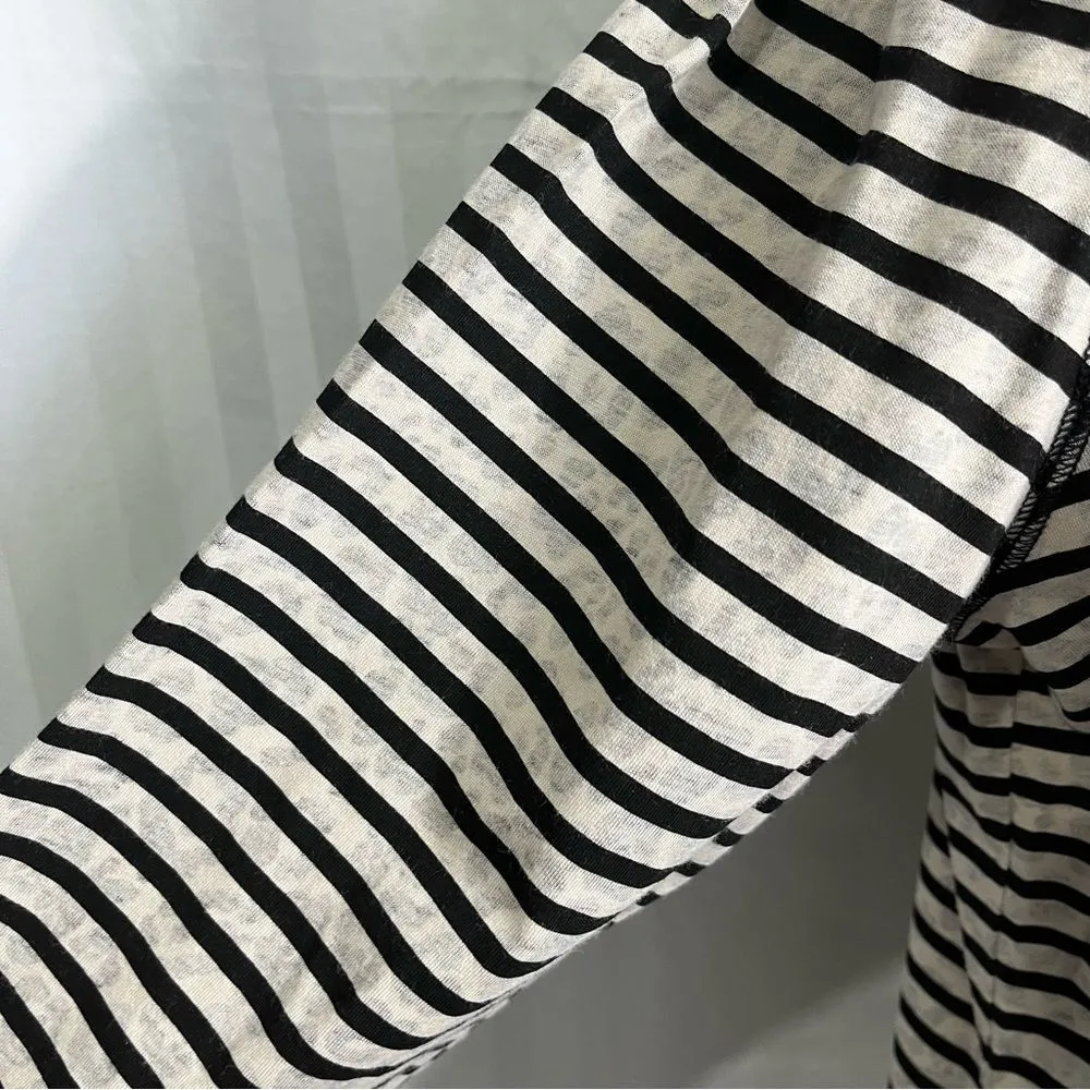 Cream Black Stripes Animal Print Shirt Petite Women’s XL - Image 7