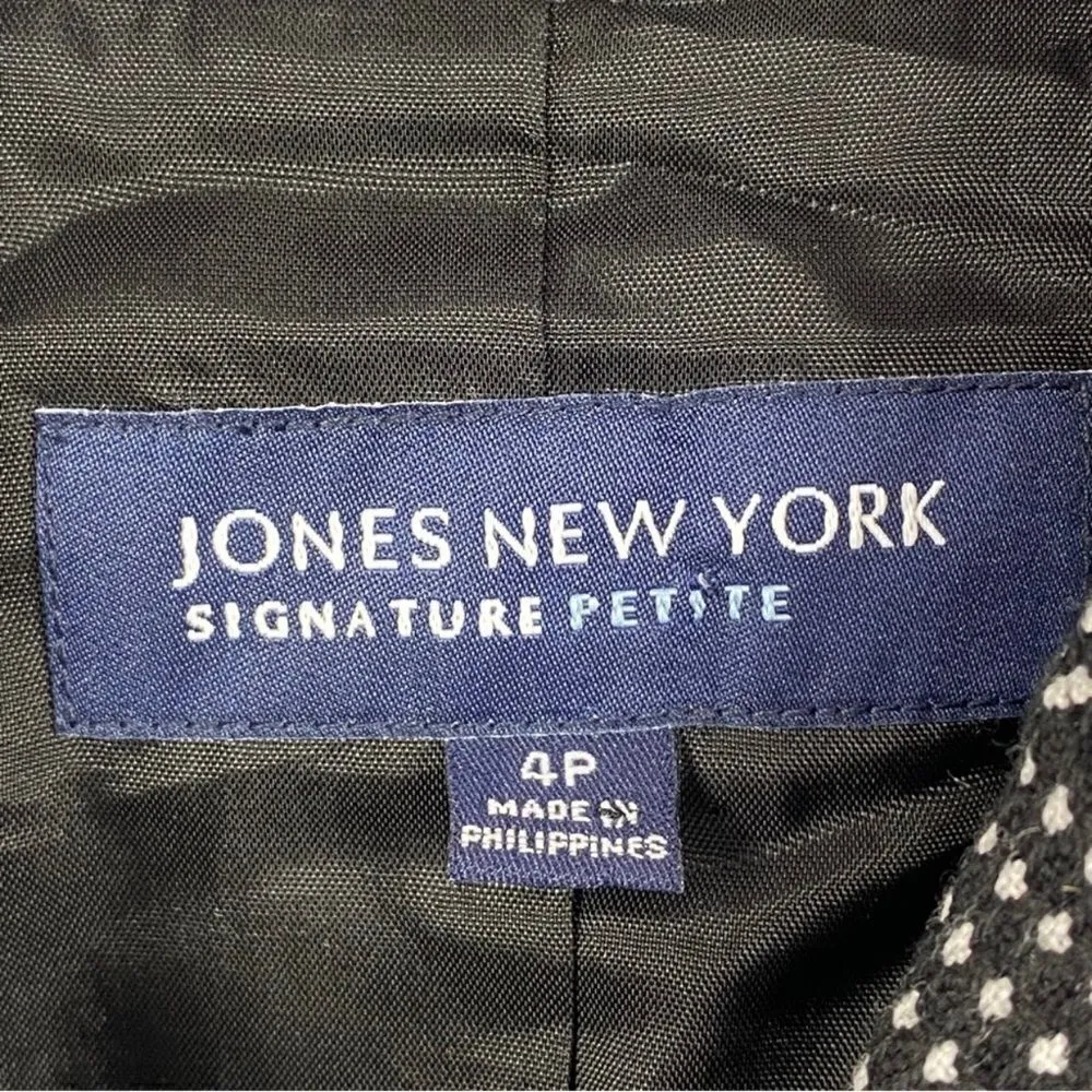 Jones New York Swiss Dot Knit Blazer Jacket Black White‎ 4P - Image 11