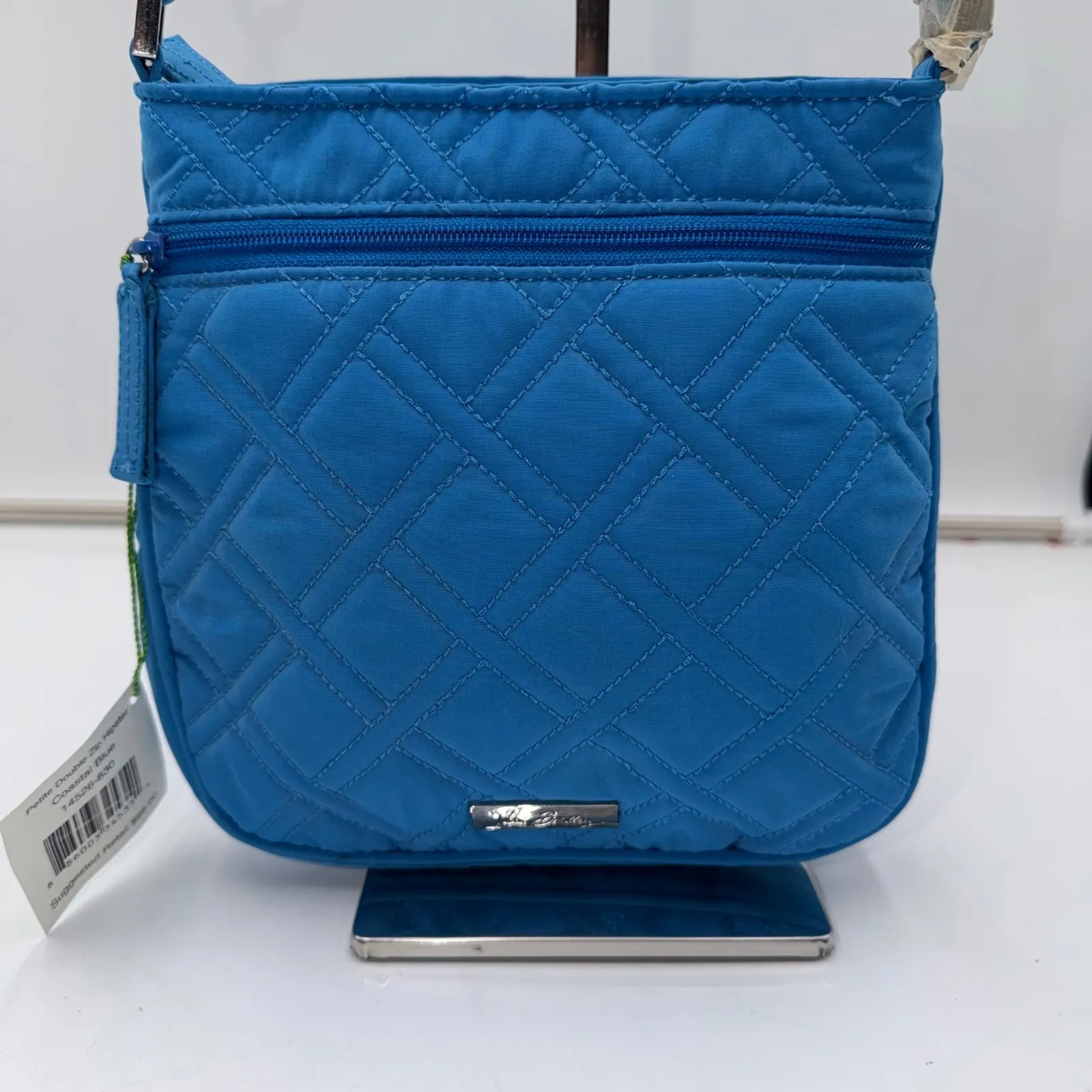 Vera Bradley Petite Double Zip Hipster Crossbody Bag Coastal Blue Quilted - Image 2