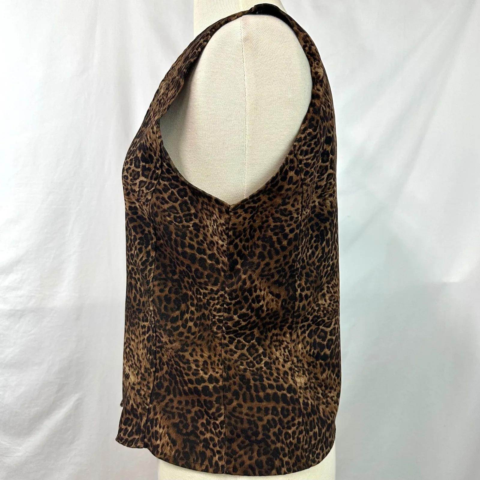 NOTATIONS 90s Vintage Leopard Print Button Front Sleeveless Vest Women's S Y2K - Image 3