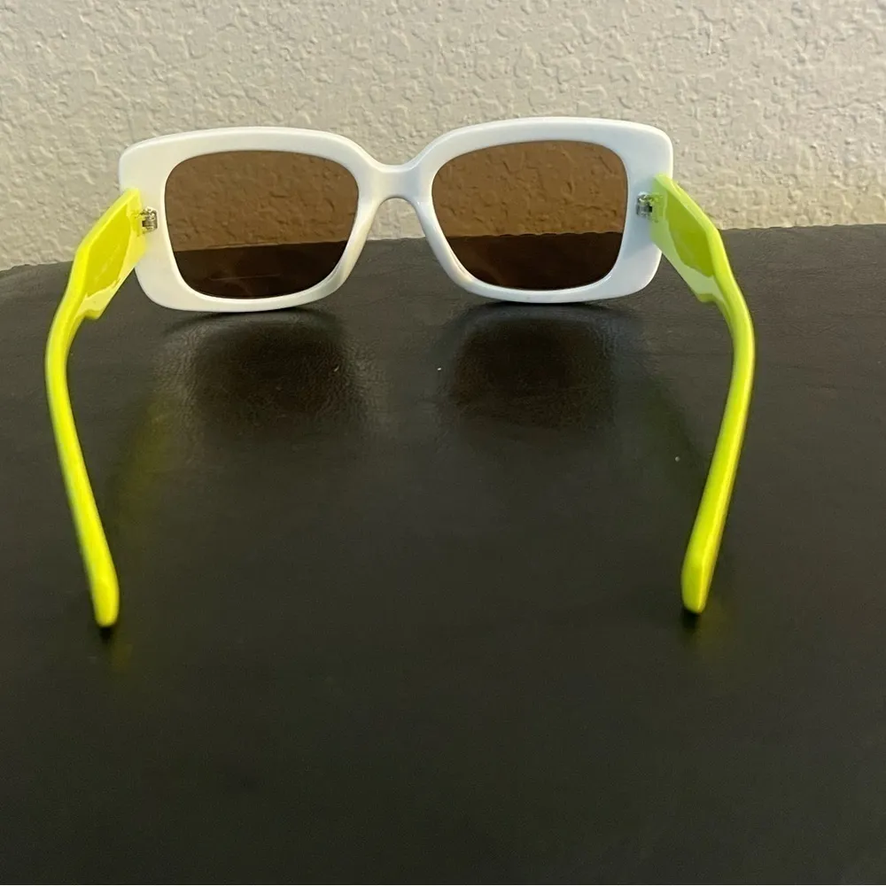 - New! Checkered Frame Sunglasses Color: Wild Lime - Image 4