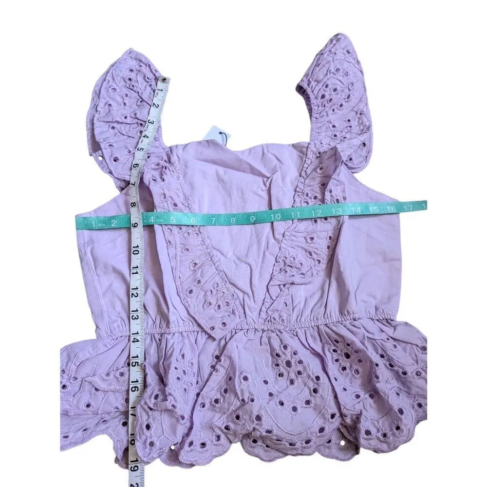 Koko + Mason eyelet lilac ruffle peplum top Large Purple - Image 5