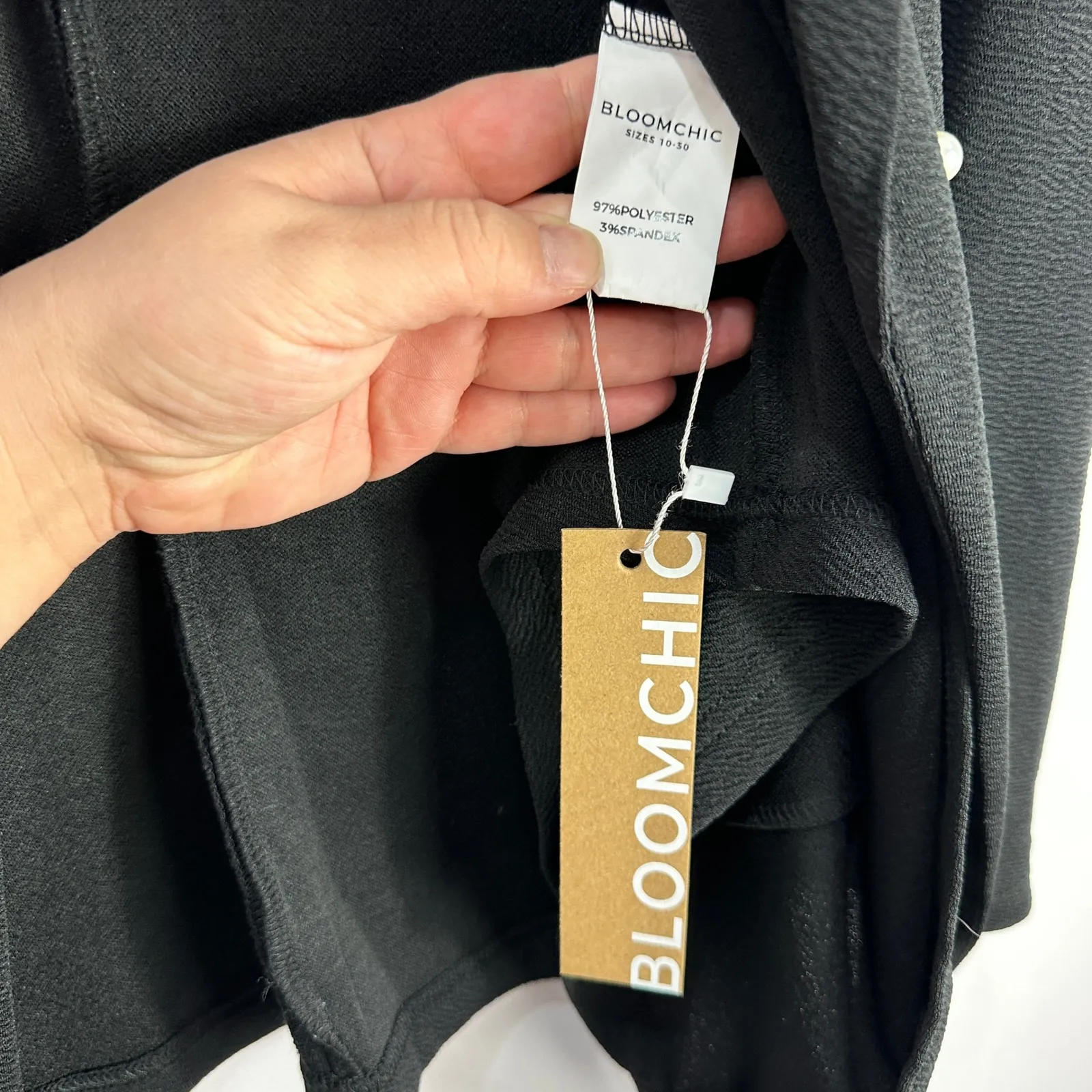 BloomChic Pearl Embellished Blazer 18 Black Chic Statement Minimalist Layering - Image 3