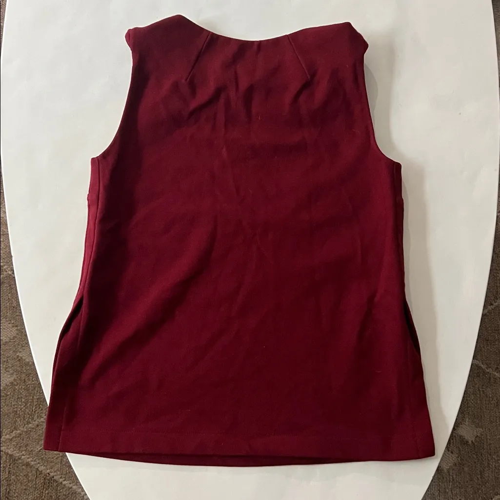 M.M. Lafleur Sadie 2.0 Maroon Red Classy Twist Shoulder Blouse Top XS - Image 5