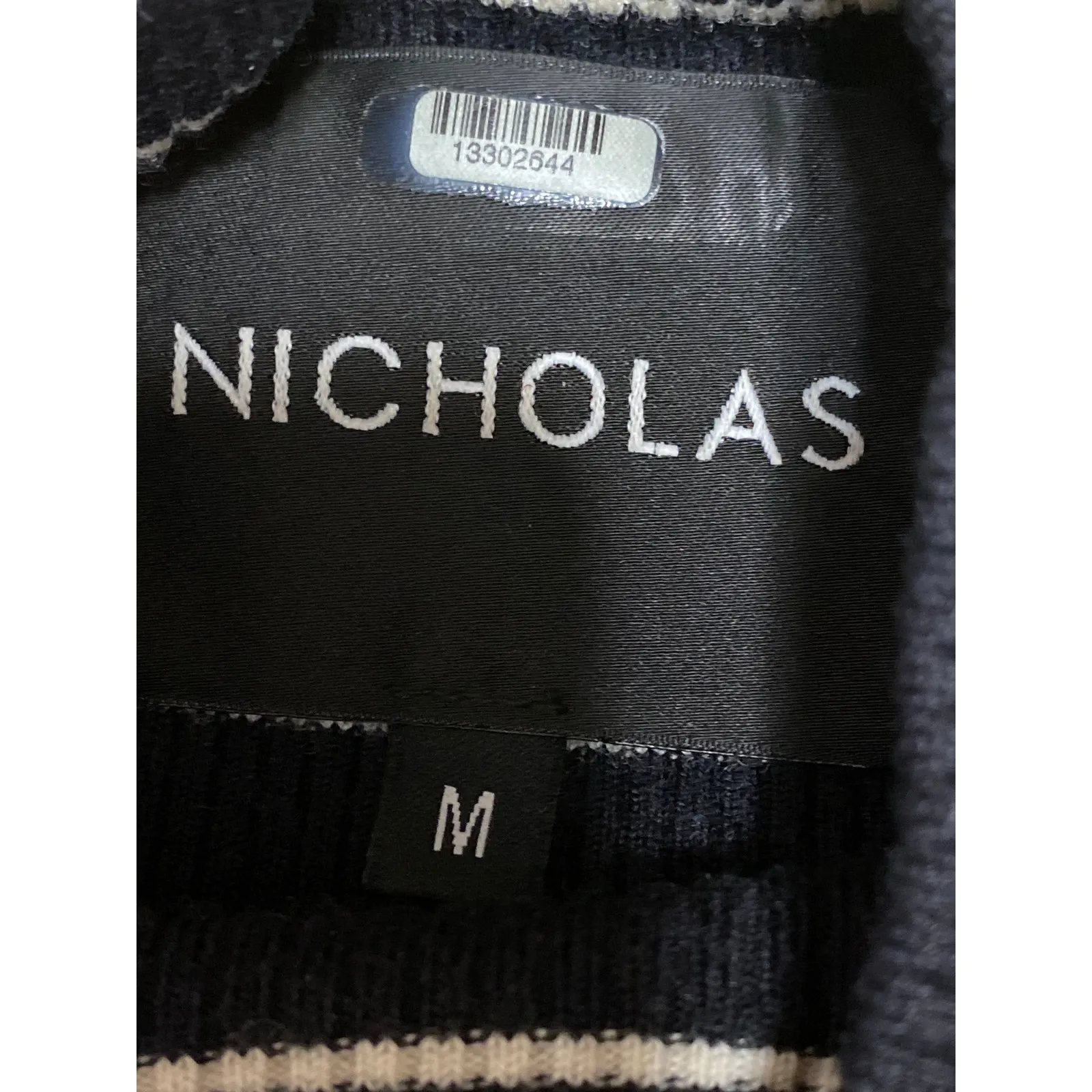 Nicholas Multicolor Wool Striped Rib Knit Mock Neck Short Sleeve Sweater Top M Size M - Image 4