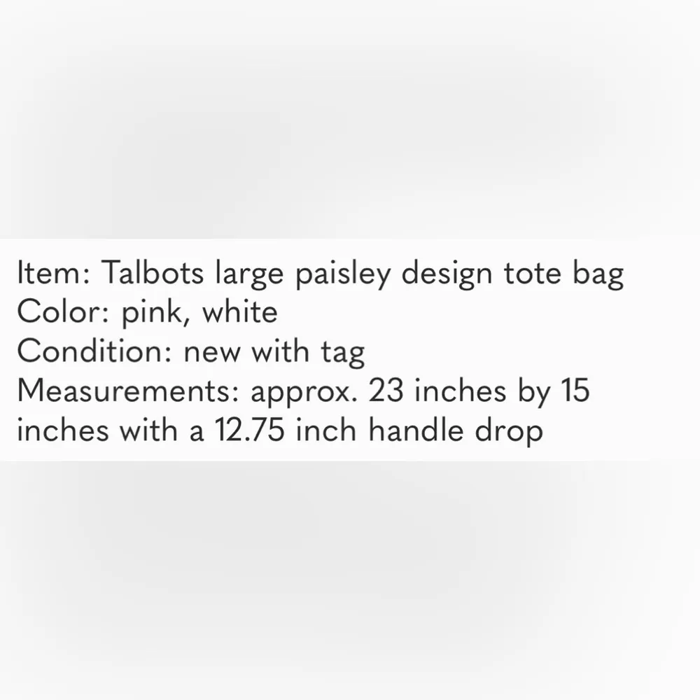NWT Talbots Paisley Tote Bag - Image 9