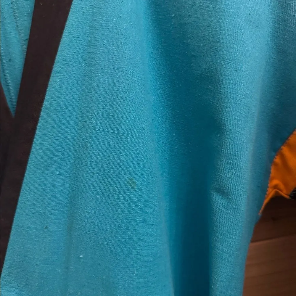 Vintage 70’s Youth Guild Size Large Unisex Colorful Colorblock Full Length Robe Blue - Image 8