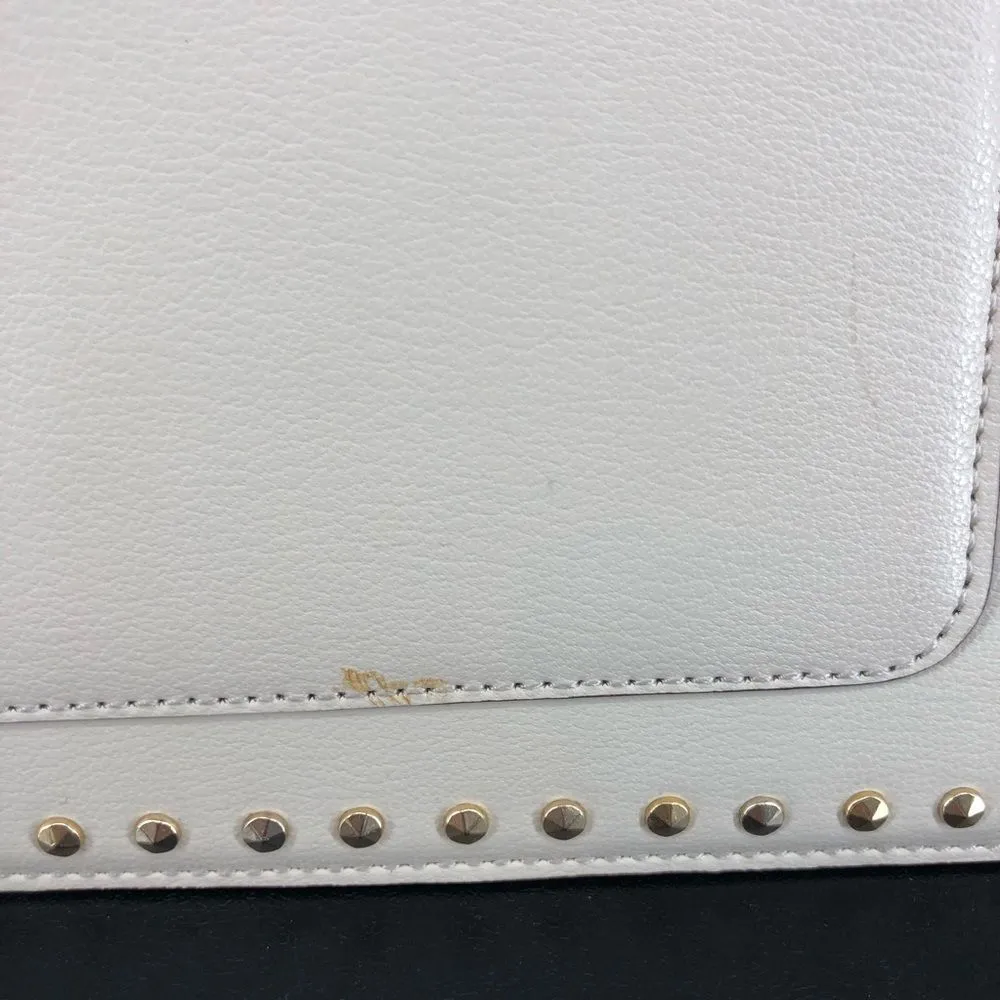 DVF On the Go Studded Zip Pouch in Parchment Cream Gold Studs - Image 3