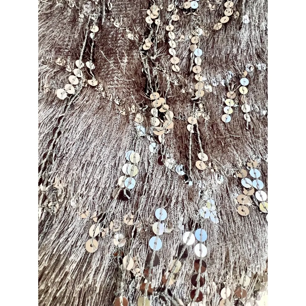 NWT H&M Sequin Embellished Fringe Trim Pull On Mini Skirt Black Women's Size XS - Image 2