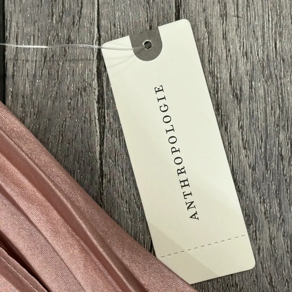 Anthropologie Maeve Paulina Metallic Pink Pleated Midi Skirt - Image 6