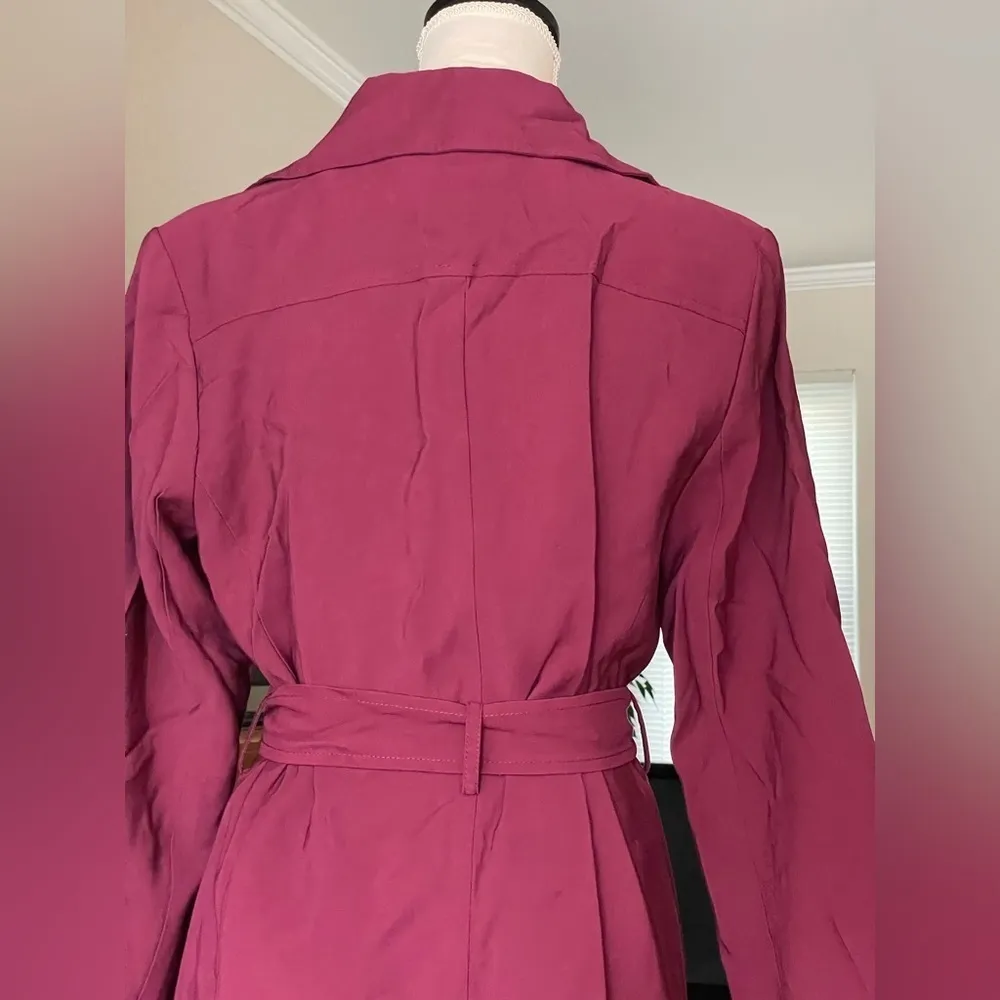 Banana Republic Outlet Plum Wine Waterfall Belted Trench Fall Coat, Size S NWT - Image 6