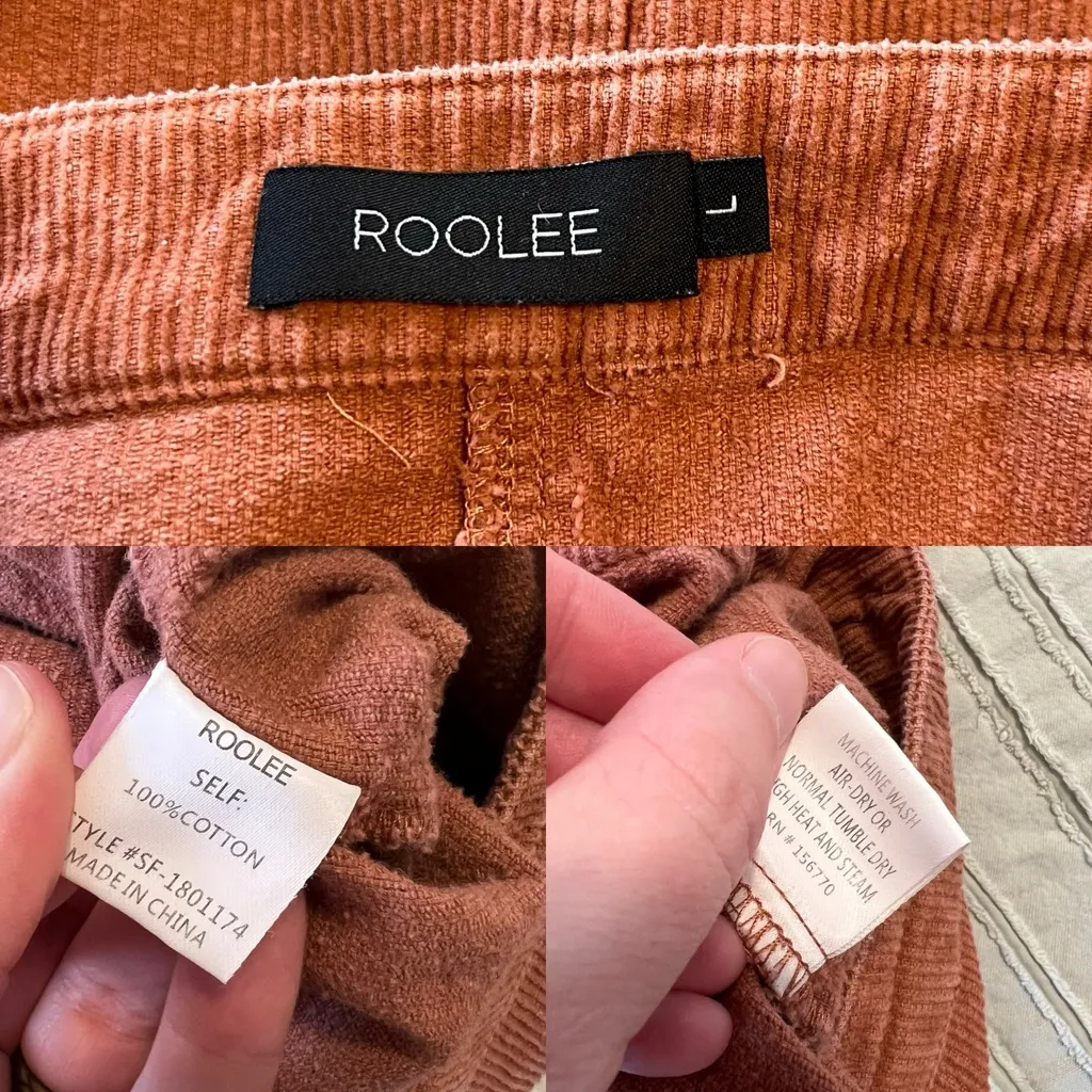 Roolee  burnt orange rust corduroy button front skirt - Image 4
