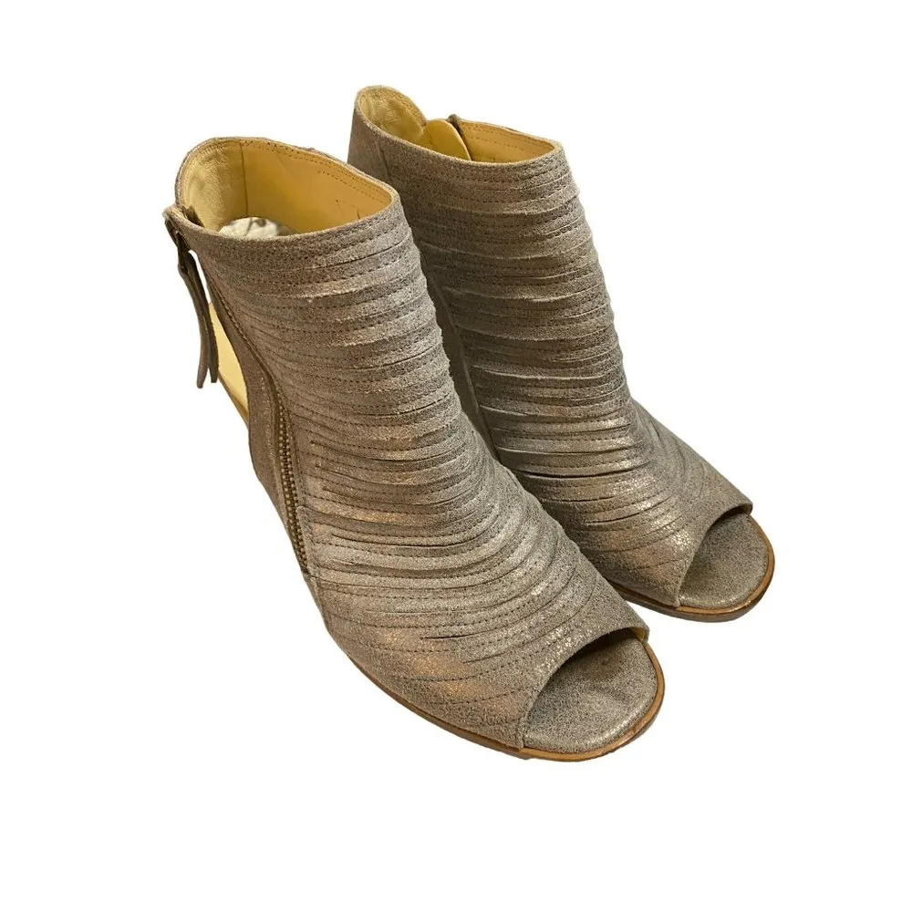 PAUL GREEN Cayanne‎ Leather Metallic Smoke Peep Toe Sandal Bootie Size 6.5 - Image 3