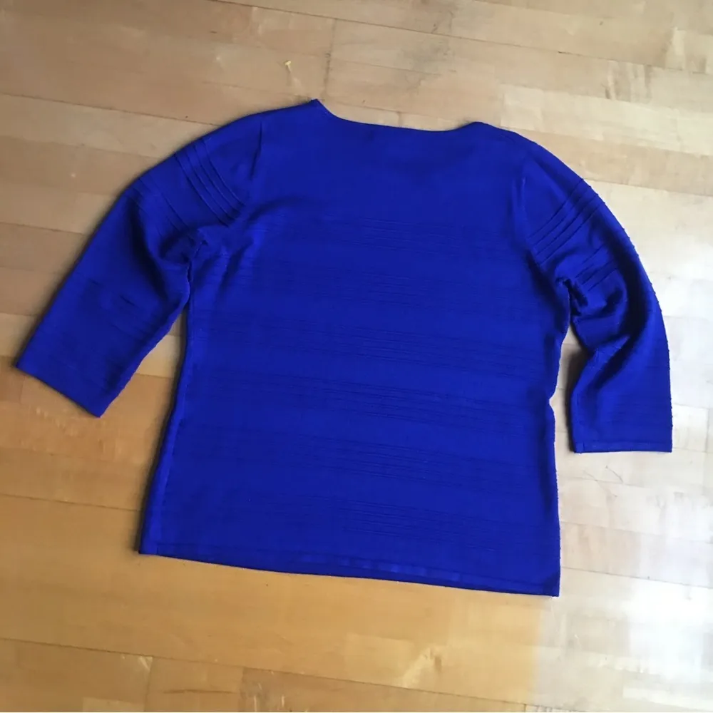 Spense Knits Scoop Neck Ribbed Stripe Sweater, Lightweight, Royal Blue, Size XXL - Image 3