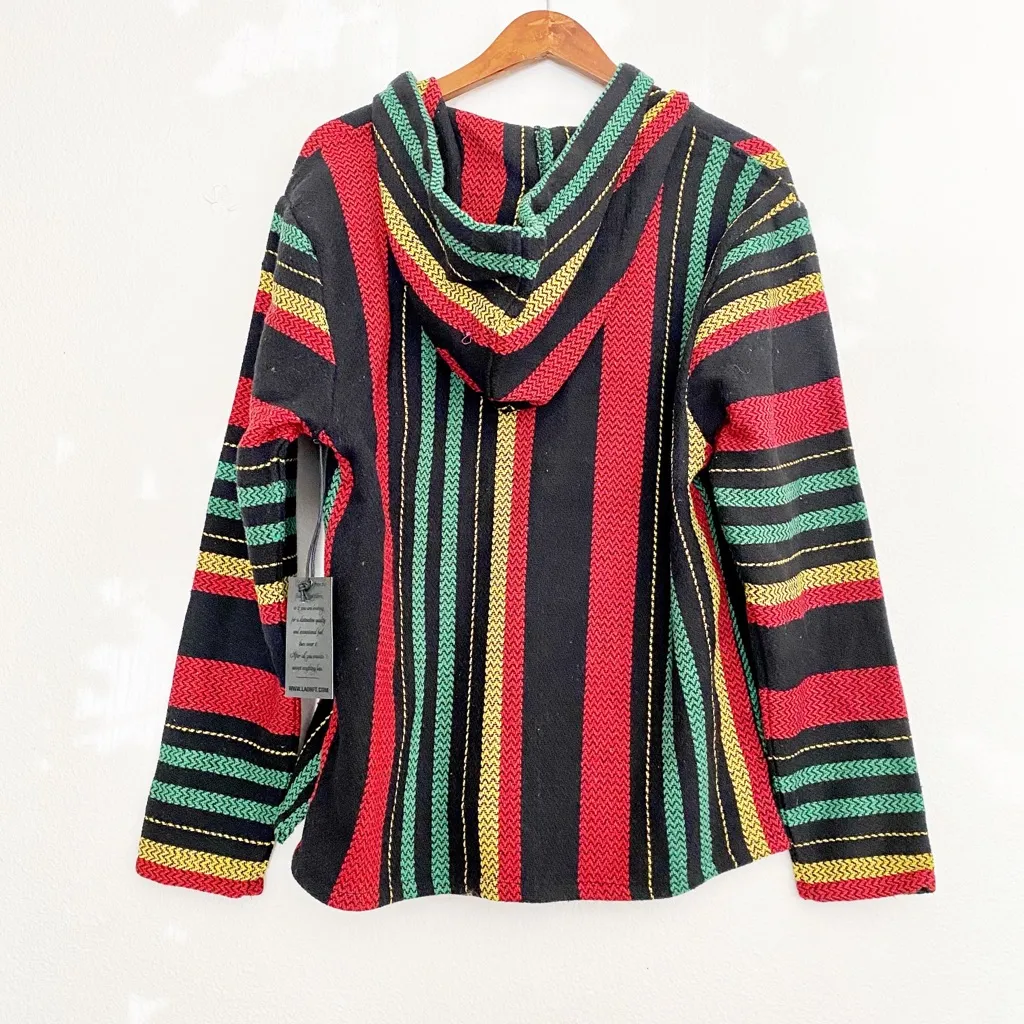 NWT Multicolored Baja Rainbow Sweater Hoodie Poncho M Red Size M - Image 4